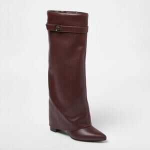 A New Day Tambra Boots Memory Foam Insole Burgundy Size 10